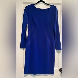 Adrianna Papell Dark Cobalt Blue Long Sleeve Fitted Dress Size 6